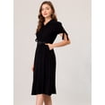 thumbnail image 3 of INSPIRE CHIC Vestido Camisero Para Mujer Cuello De Mu?eca Abotonado Con Cinturón Puff Manga Corta Vestidos De Trabajo Acampanados Negro XL, 3 of 6
