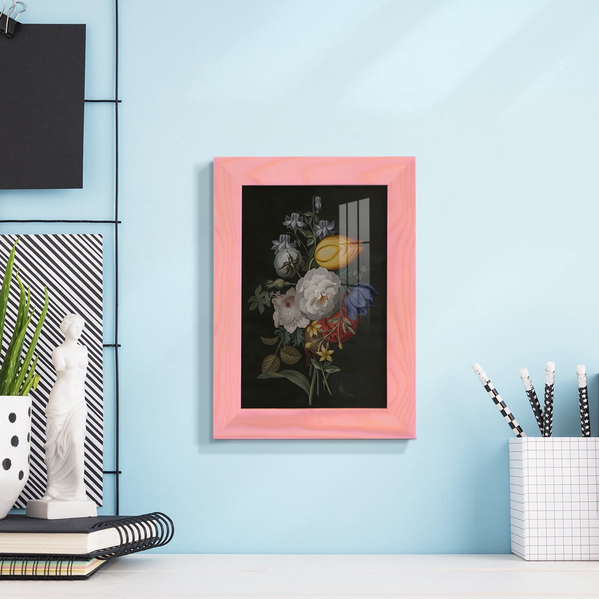 Dramatic Bouquet III -Framed Print w/glass-Sunset Pink