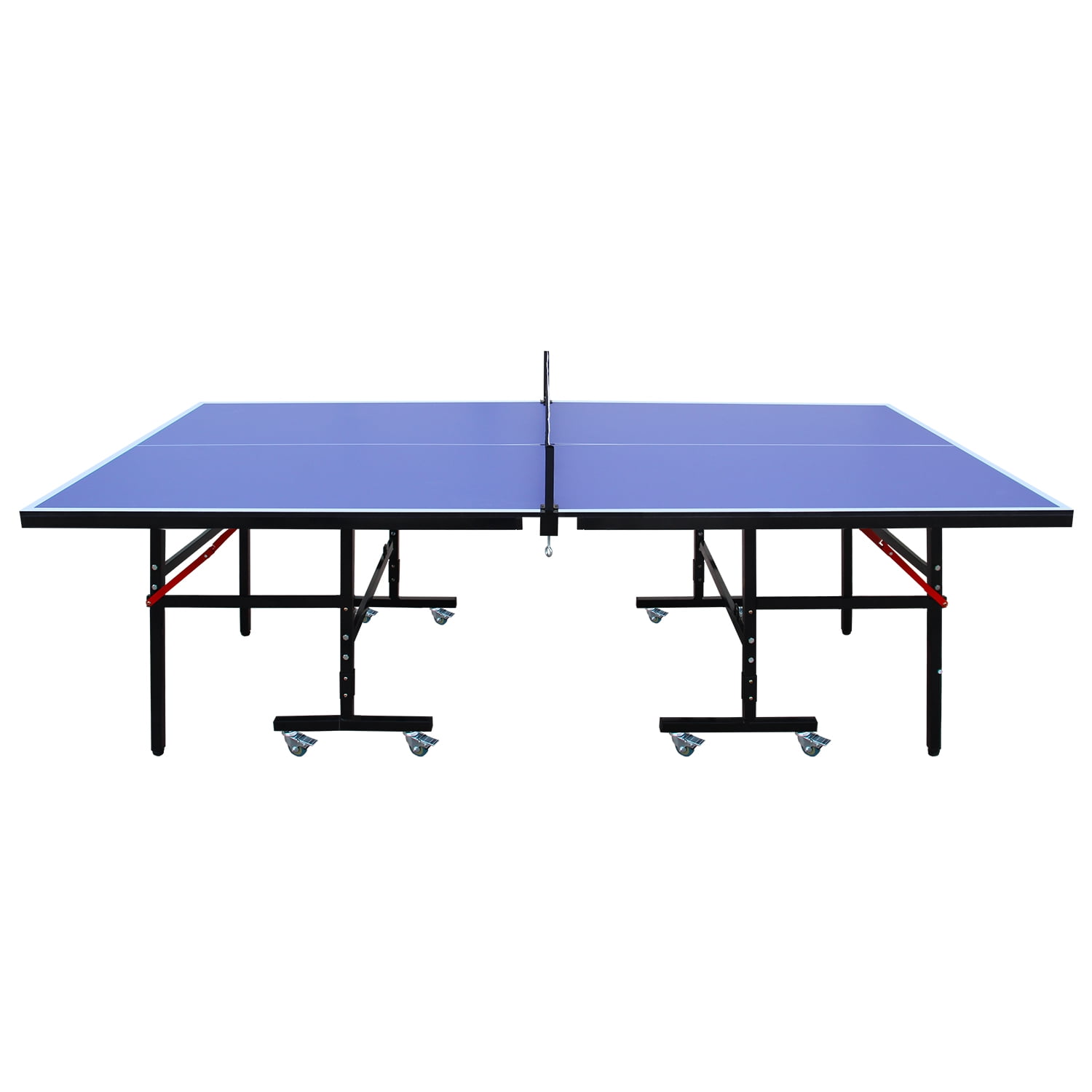 8ft Mid-Size Table Tennis Table Foldable & Portable Ping Pong Table Set for Indoor Games with Net, 2 Paddles and 3 Balls
