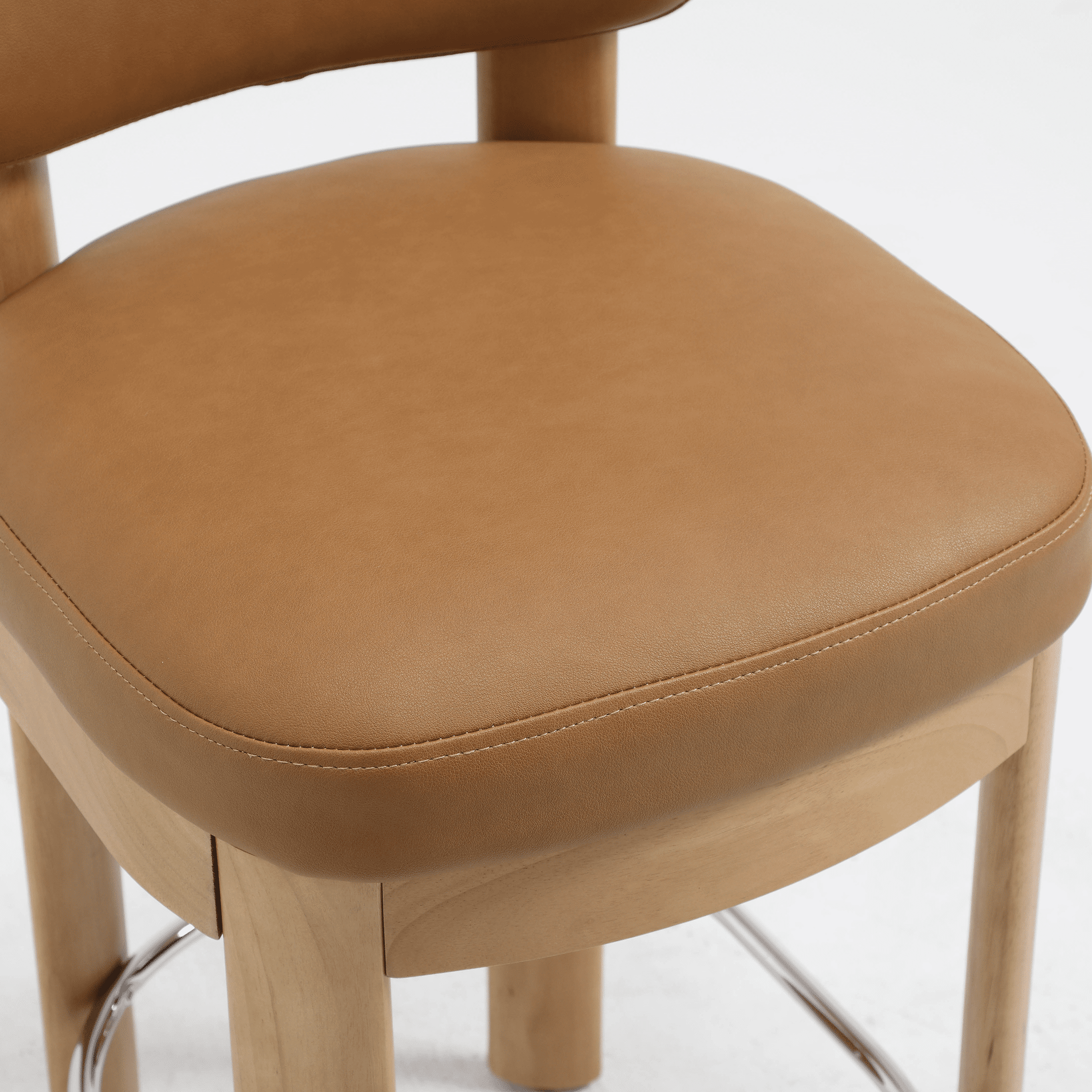 Guyou 26" Bar Stools Set of 4, Modern PU Upholstered Counter Height Bar Stools, Farmhouse Armless Bar Chairs with Solid Wood Legs & Padded Back for Kitchen Island/Dining Room Bar, Brown