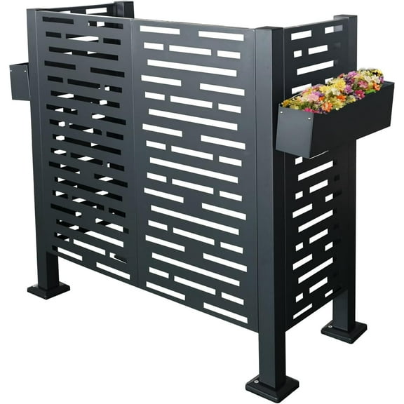 Air Conditioner Fence, 4ftx2ft Metal Outdoor Privacy Screen Fence Panels for Outside to Hide AC & Trash Enclosure, Easy Installation & Multi-Purpose Security