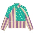 thumbnail image 4 of Jackets for Women Winter Coat Jackets Flannel Stand Collar Jacket(Purple Stripes And Stars Pattern,Size:S-4XL), 4 of 7