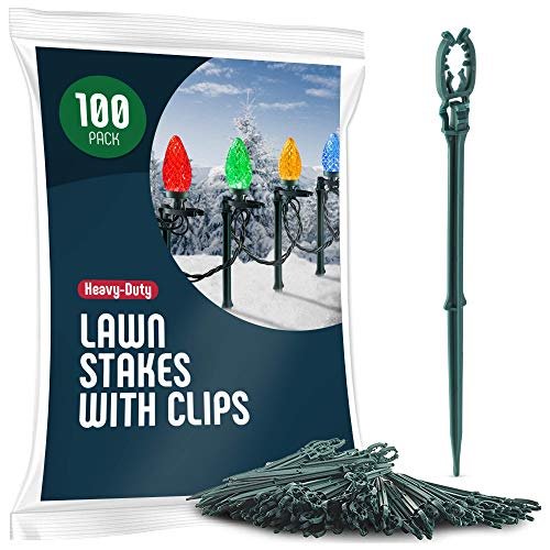 Christmas yard stakes - Set of 100 Light Stakes with Light Clips