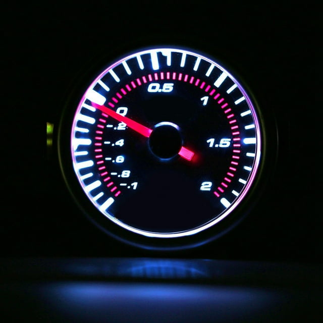 2 Pulgadas de 2 Pulgadas 50 mm Rojo Rojo LED Turbo Boost Prensa Prensa, Pitero de la Barra de Medidor 12 V Para Lente de Tinte de Humo Durante El Día, Transparente Led de Pantalla