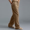 thumbnail image 6 of Caqnni Men's Drawstring Linen Pants Casual Summer Beach Loose Trousers (Z00-Brown,L), 6 of 7