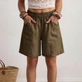 thumbnail image 2 of Breezora Women's Linen Cotton High Waist Casual Shorts Summer Breathable Loose Fit Beach Shorts With Pockets, 2 of 7