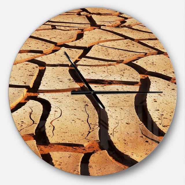 DesignArt Horloge Murale Grande Terre Séchée Craquelée Marron