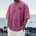 thumbnail image 4 of Oversized Tshirts for Men Summer Short Sleeve Crewneck Drop Shoulder Vintage Washed Distressed T-Shirts Beach Shirt, 4 of 5
