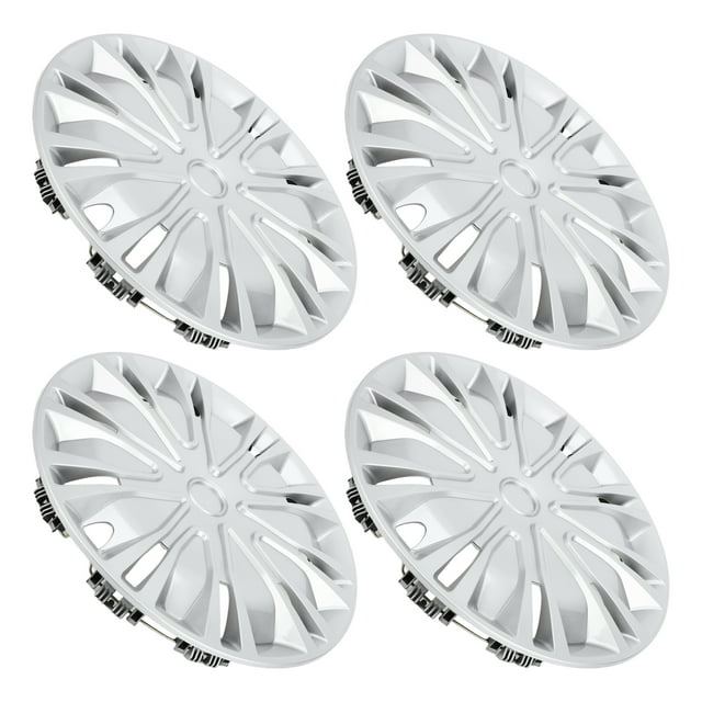 Unique Bargains 4Pcs R14/14 Inch Universal Wheel Rim Hub Cover Wheel Hub Caps Silver Tone