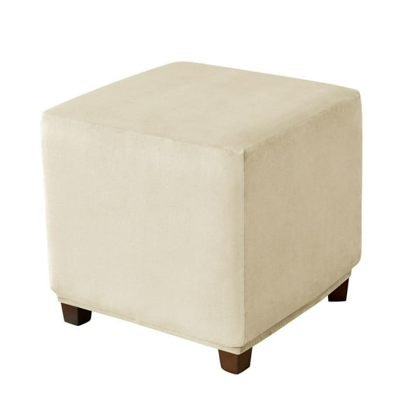 LKJYER Ottoman Cover, Ottoman Slipcover Velvet Foot Stool Cover Soft Square Storage Ottoman Cover Removable Washable with Elastic Bottom