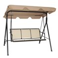 thumbnail image 3 of Costway 3 Person Outdoor Patio Swing Canopy Awning Yard Furniture Hammock Steel Beige, 3 of 6
