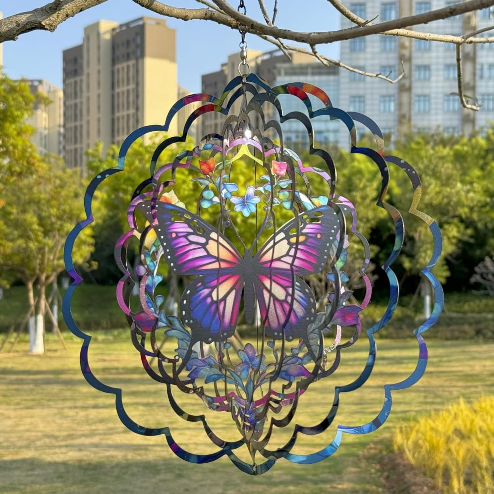 Butterflies Wind Spinners,Outdoor Garden Decor，Wind Chimes for Outside, Wind Spinners Outdoor Colorful Butterflies Hanging Decor,Ornaments Kinetic Yard Art, Unique Gifts for Women, 11.81Inches