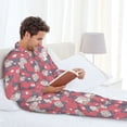 thumbnail image 6 of Naloa Rose Flowers Men’s Pajamas Set - Long Sleeve Button Down Sleep Shirt and Pajama Bottoms Sleepwear Set-, 6 of 7