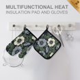 thumbnail image 4 of Yayeee Oven Mitts and Pot Holder Set of 4 Heat Resistant Kitchen Gloves Baking Hot Pad, Dark Floral, 4 of 5