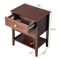thumbnail image 5 of Tcbosik Farmhouse End Table, 3-Tier Storage Nightstand with 2 Drawers, Retro Bedside Table w/ Open Storage and Classic Wood Feet, 22"L x 15.3"W x 27.9"H, Brown, 5 of 8