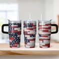 thumbnail image 2 of Double Wall 20oz Stainless Steel Tumbler With Handle Leak Proof Geometric Print Insulated Travel Coffee Cup With Straw, 2 of 5