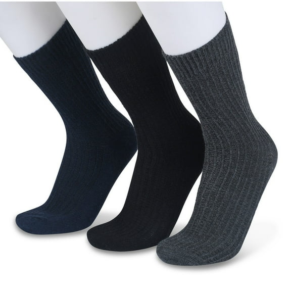 Gaahuu mens wool blend textured knit boot socks-3 pr pack