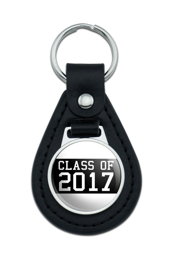 Class of 2017 Graduation Black Leather Keychain