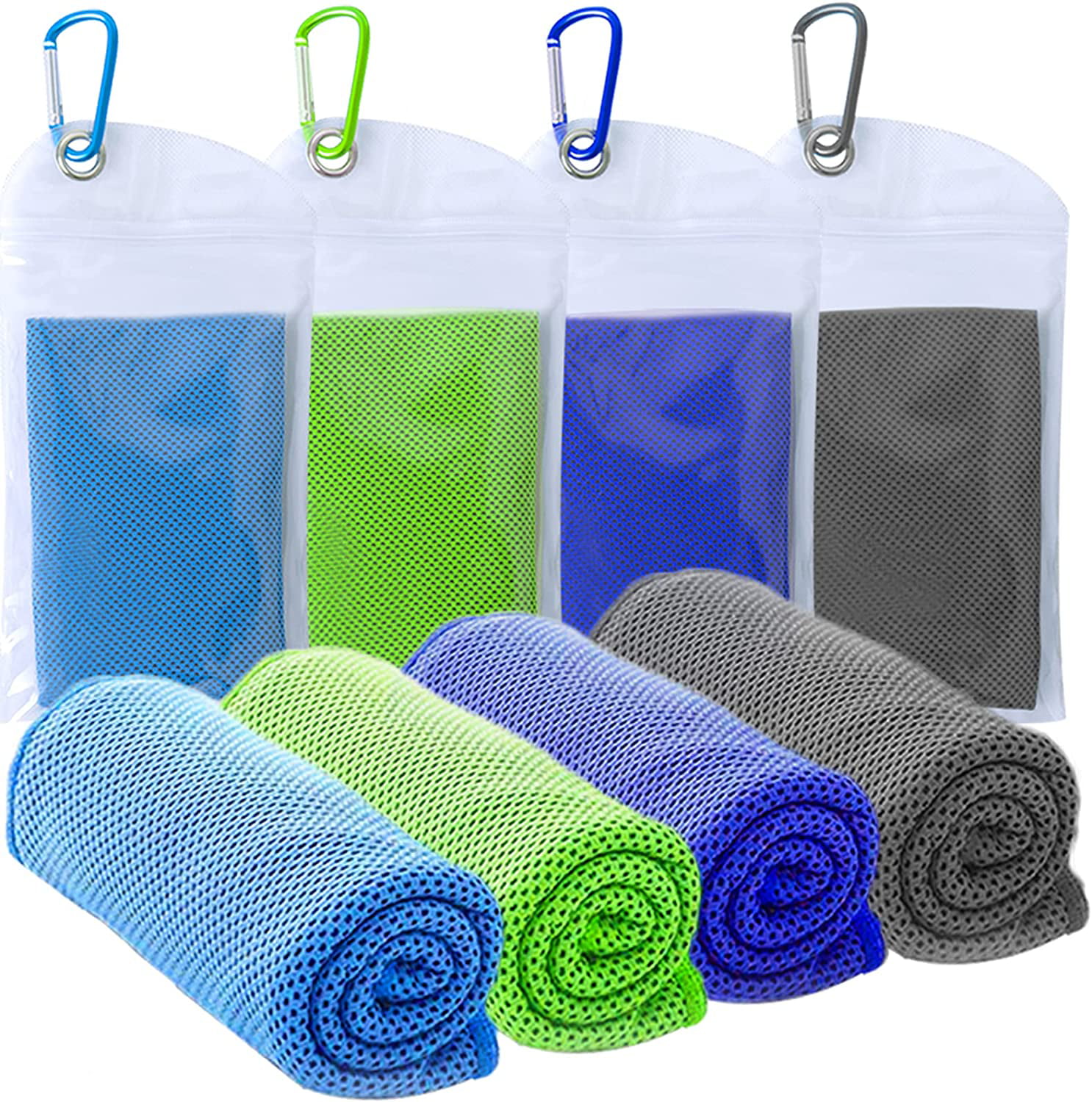 4 Pack KUEN Soft Breathable Chilly Towel & Cooling Towel 40"x12" Ice Towel 