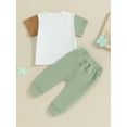 thumbnail image 5 of FEORJGP Toddler Baby Boys 2-piece Outfit 0-3Y Infant Short Sleeve T-shirt Crew Neck Shirt Letters Cartoon Shamrock Print Tops with Long Pants Newborn Loose Casual Summer Outfit, 5 of 8