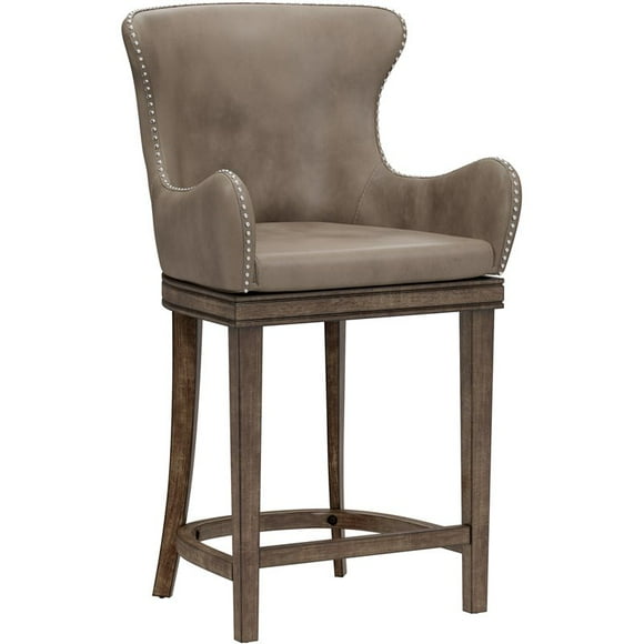 Hillsdale Caydena 41" Faux Leather Contemporary Counter Stool in Brown/Gray