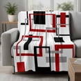 thumbnail image 2 of Red Black Geometric Blanket Soft Cozy Warm Twin Blanket for Bed, Plush Fuzzy Flannel Fleece Blankets for Sofa, Farmhouse Minimalist Abstract Art Throw Blankets for Couch, Gifts for Men, 60"x80", 2 of 9