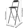 thumbnail image 2 of LOYALHEARTDY 1 Pcs Folding Stool, 27.5 in Folding Counter Height Bar Stool with Backrest Cushioned Padded Folding Stool Portable Bar Stool for Camping Kitchen Home Office (Black, 27.5 in), 2 of 18