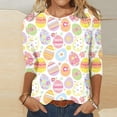 thumbnail image 1 of EGNMCR Easter T-Shirt à Imprimé Graphique pour Femmes T-Shirts pour Femmes Easter T-Shirt Décontracté à Imprimé pour Femme Col Rond Manches 3/4 T-Shirt Ample Haut T-Shirts pour Femme, 1 of 5