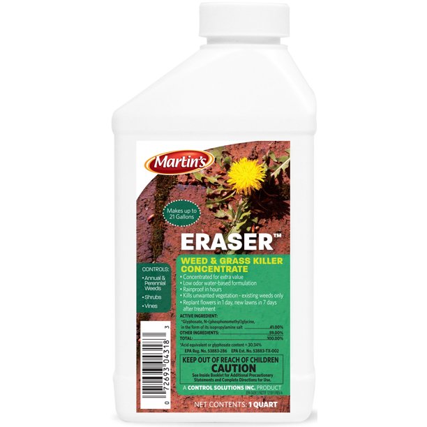 New Martin's 82004318 Eraser Weed & Grass Killer, Concentrate, 1 Quart