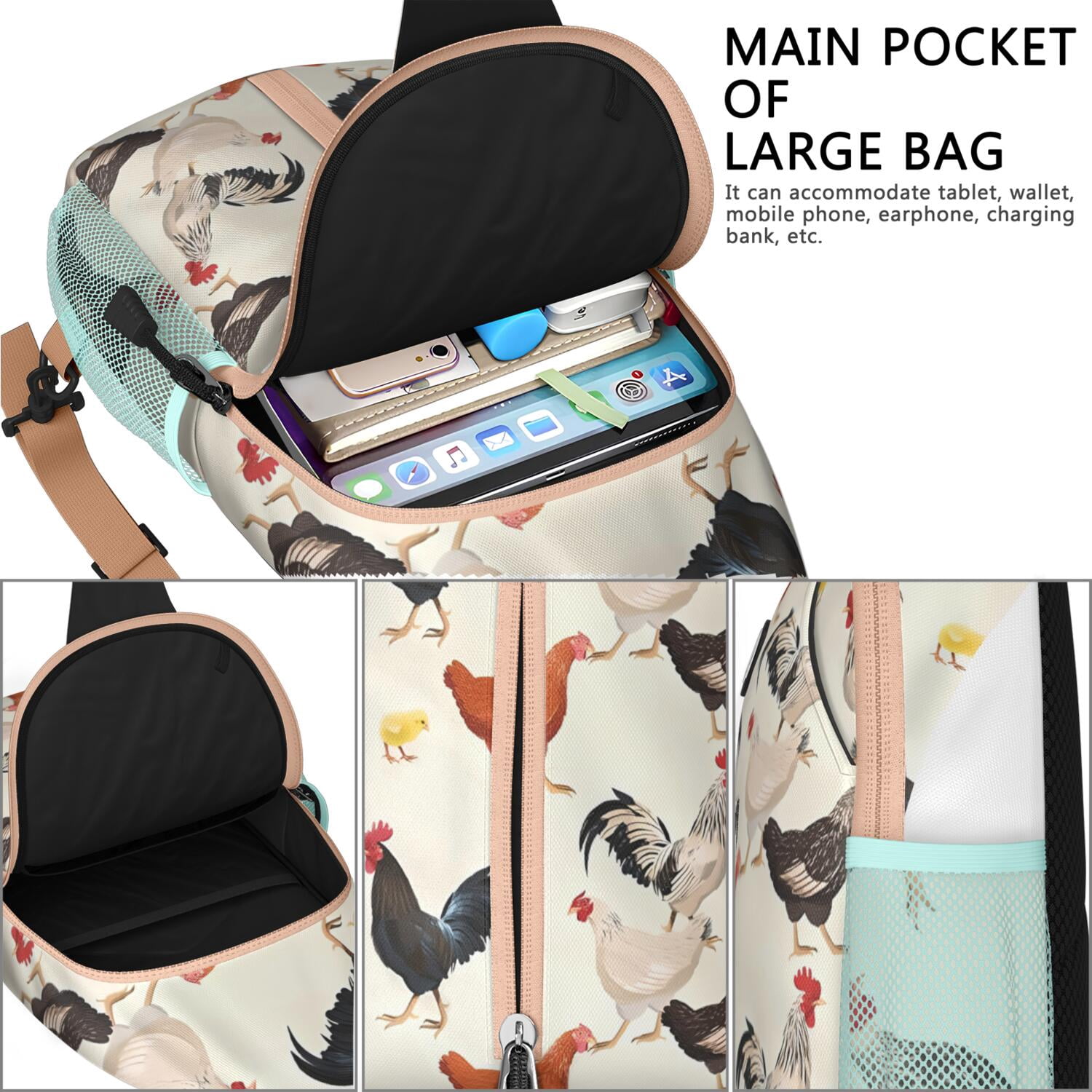 Explore the Outdoors with Lightweight Travel Sling Bag – Durable Crossbody Backpack Featuring Breathable Padding, Reversible Strap Design, Secure Zippers, Perfect for Journeys, Vacations,