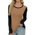 thumbnail image 3 of Zedker Long Sleeve Thermal Shirt for Women Fleece Slim Fit Tops Crewneck Basic T-Shirts with Thumb Holes Fall Fashion 2025 Khaki M, 3 of 8