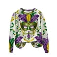 thumbnail image 5 of Uootdi Mardi Gras Long Sleeve Shirts for Women Crew Neck Carnival Casual Loose Sweatshirts Mask Graphic Holiday Blouse Outfit Gift, 5 of 6