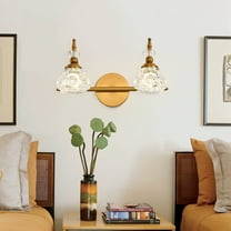 LovingAHome 2-Light Vintage Crystal Wall Lights, Gold Bathroom Vanity Light Fixtures Wall Sconce