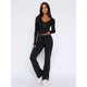 thumbnail image 4 of Conjunto Deportivo de Otoño de 2 Piezas A Juego para Estar en Casa: Pantalón de Pierna y Top Corto con Cuello Henley. Negro S, 4 of 6