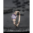 thumbnail image 4 of Nature Inspired Round Shape Alexandrite Engagement Ring, Unique Crescent Rose Gold Promise Ring Vintage Moon and Star Wedding Ring for Women, 4 of 5