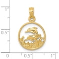 thumbnail image 5 of 14K Yellow Gold Double Dolphin Circle Pendant (22 X 15) Made In United States k3018, 5 of 6