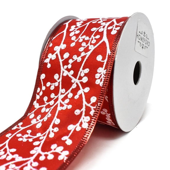 Iridescent Berries and Satin Wired Ribbon, 2-1/2-Inch, 10-Yard