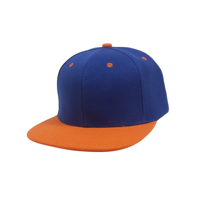 Top Headwear Flat Bill Adjustable Snapback Cap - Royal/Orange