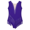 thumbnail image 5 of iEFiEL Kids Girls Figure Skating Dance Leotard Rhythmic Gymnastics Sleeveless Fringed Bodysuit Stage Performance Costume Purple 10, 5 of 7