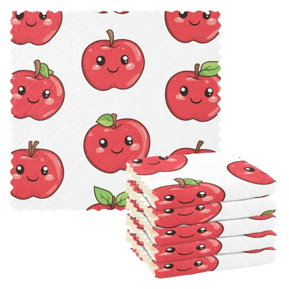 6 Pack Kitchen Dish Towels, 11 Inch x 11 Inch Reusable Cleaning Cloths for Washing Dishes Dish Cloths for Drying Dishes Cute Red Tomatoes