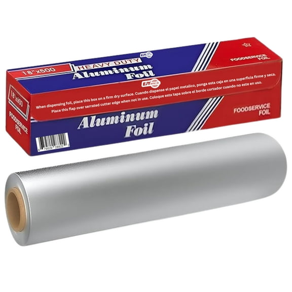 EJY IMPORT 18” x 500 Feet Heavy Duty Aluminum Foil Wrap | Commercial Grade for Food Service Industry | Aluminum Silver Foil for Cooking, Baking, Roasting, BBQ | 18"x 500 Feet Long (Pack of 1)