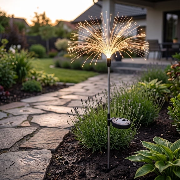 Solar Firework Lights Outdoor Ground Stake, Waterproof LED Garden Decorative Lights for Yard Patio Lawn Landscape Decoration, 1 Pack