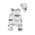 thumbnail image 1 of Combinaison Dinosaure pour Garçons Sans Manches et Chapeau Ensemble 2 Pcs, 1 of 5