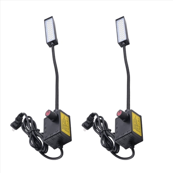 2X Dimmable 30 LED Sewing Machine Light Sewing Lighting for Workbench Lathe Drill Flexible Arm Work Lamp US Plug,2 x Dimmable Sewing Machine Lamp,Black