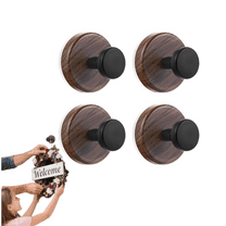 Wreath Hanger for Front Door, Heavy Duty Suction Cup Reef Hook for Glass Window/Over Door/Outdoor, Christmas/Thanksgiving/Halloween/July 4th/Easter/Valentine/Fall/Spring (Walnut, 4-Pack)