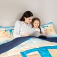 thumbnail image 4 of Manfei Cartoon Letter T Beach Seashell Starfish Full Size Comforter Sets for Kids Boys and Girls, Nautical Alphabet Print Bedding Sets, Navy Reversible 3 Pieces, 1 Comforter and 2 Pillowcases, 4 of 6
