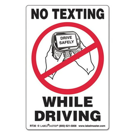 - Lmt RT30 No Texting Self-Adhesive Label, 4 x 6 in., No Texting While Driving
