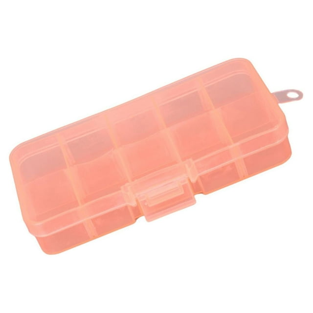 Decodeary 10 Grid Plastic Jewelry Removable Storage Box Multi-functional Organizer for Beads and Earrings Orange 12.8x6.5x2.2cm 1Set