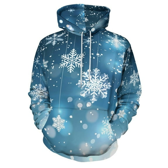 Elegant Christmas with Snowflake Regular Fit Hoodie, Sporty Pullover Hooded Sweatshirt for Men Women S