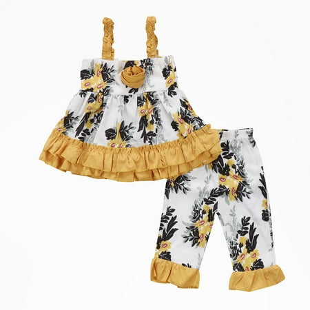 Baby Girl Clothes Floral Ruffle Dress Leggings Pant Outfits Set